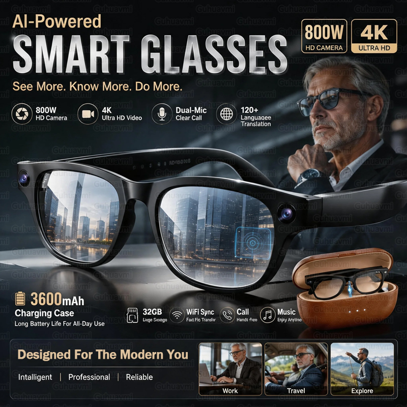 Smart Glasses Ar - نظارات ذكية مقاومة للماء مع بنك